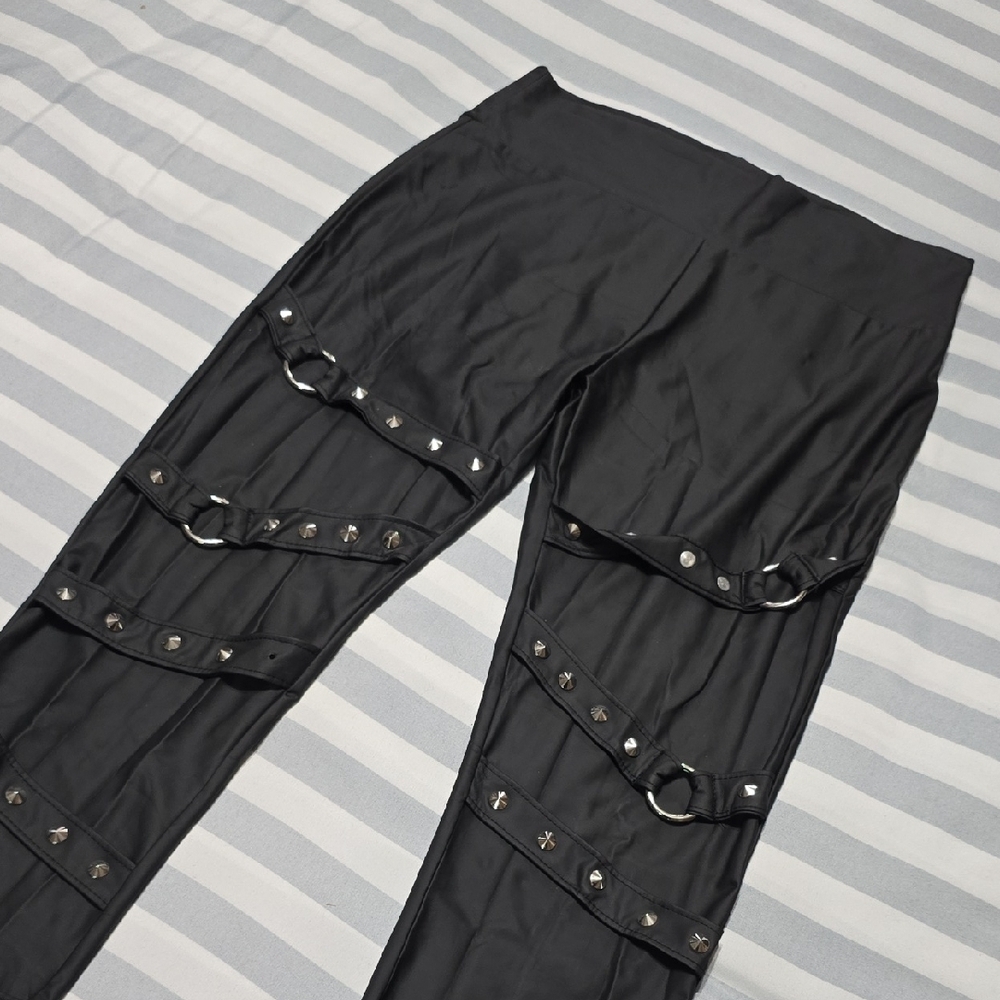 Killstar Black Strappy Pants with Metal Details